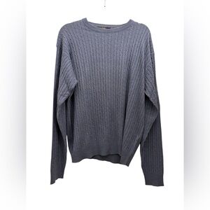 Men's‎ Folio Blue Silk and Cashmere Cable Knit Sweater Large